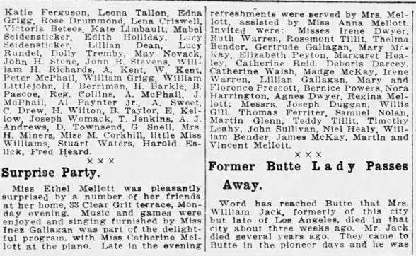 Clipping from The Butte Miner